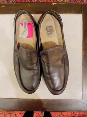 Barneys New York CO-OP Dark Brown Leather Slip-On Loafers